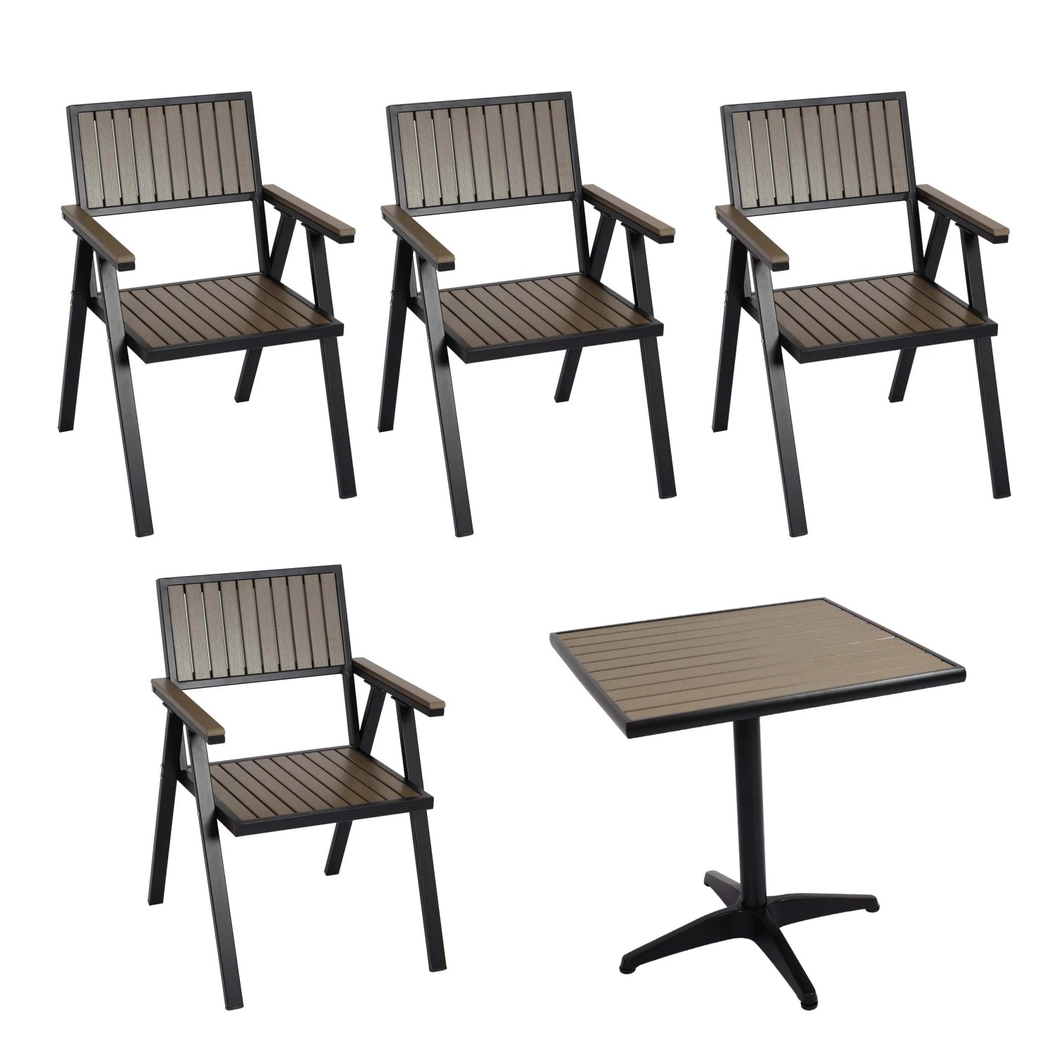Proregal 4er-Set Gartenstuhl+Gartentisch HxBxT 87x57x53 cm Gastro Outdoor-B günstig online kaufen