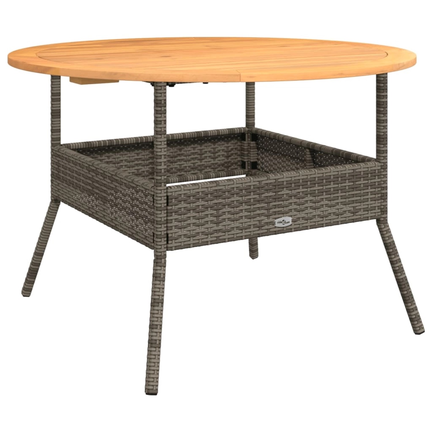 vidaXL Gartentisch mit Holzplatte Grau Ø110x71 cm Poly Rattan 368626 günstig online kaufen