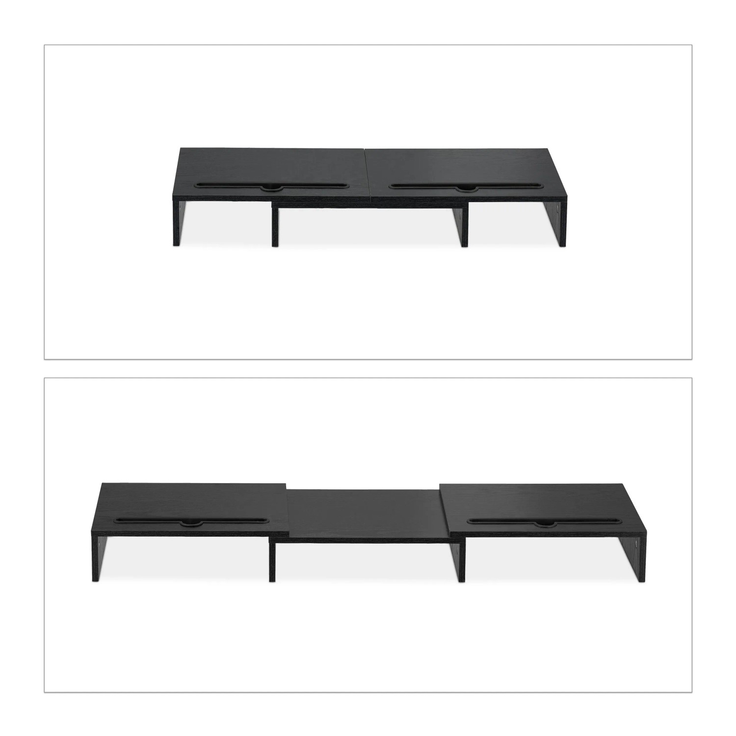Relaxdays Monitorständer MDF Schwarz Verstellbar für 2 Monitore 10,5 cm x 74 cm x 27 cm