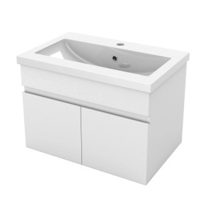 AICA Waschtisch mit Unterschrank, 60 cm, weiß matt. Badmöbel Set mit Softclose.