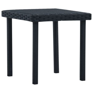 Schwarzer Furnicato Garten-Beistelltisch aus Poly Rattan, 40x40x40 cm.