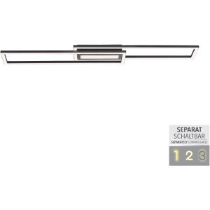 Moderne, dimmbare LED-Deckenleuchte Asmina in Schwarz, 95 cm breit.