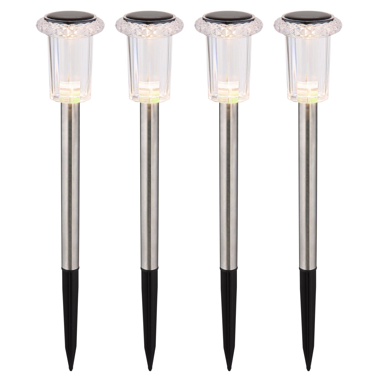Globo LED-Solarleuchte 33 cm x Ø 5,4 cm Edelstahl 4er Set