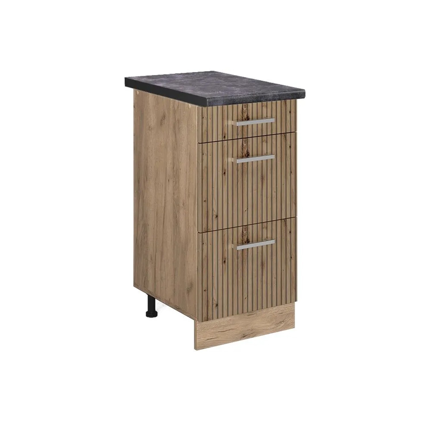 Vicco Küchenunterschrank R-Line Artisan-Eiche Goldkraft Eiche 40 cm mit Schubladen AP Anthrazit