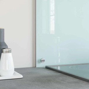 DELUKE Küchenrückwand Glas 80x50cm Weiß Wandverklediung Küche Wandschutz Spritzschutz Herdspritzschutz Glasplatte