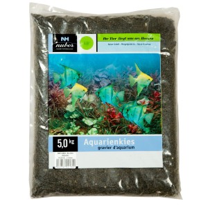 Nuber Plättchenzierkies, Natur, 2-4 mm, schwarz, 10 kg Sack, Bodengrund für Aquarien.