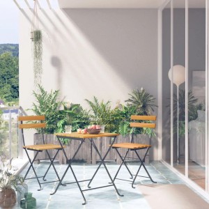 Klappbares 3-tlg. Akazienholz Bistro-Set von vidaXL für Garten oder Balkon.