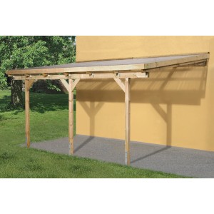 Weka Terrassenüberdachung Größe 4, Holz mit transparentem Dach, 514x306 cm.