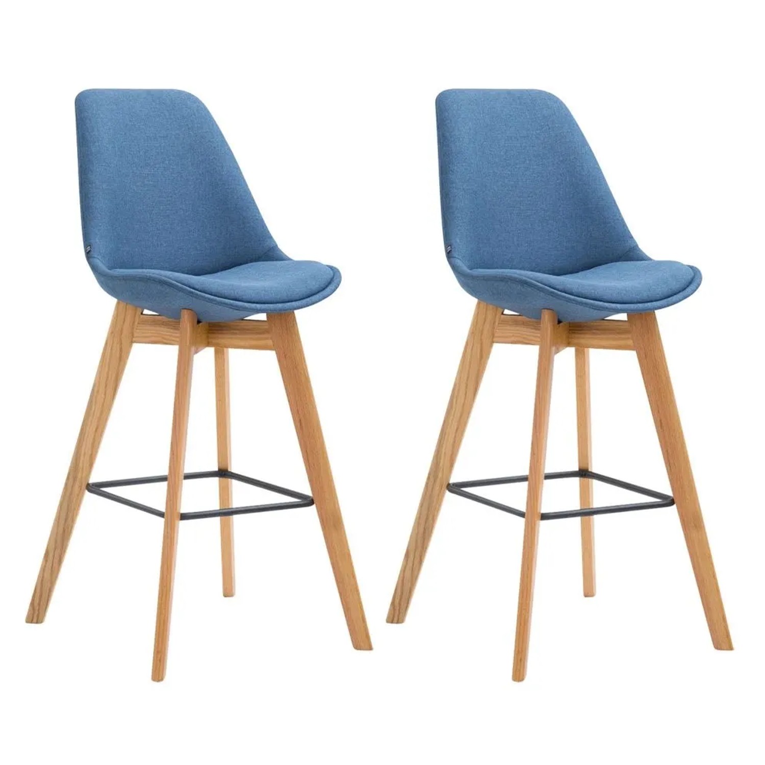 DELUKE 2er Set Barhocker GIKAR Stoff Blau 48x56x112cm Barstuhl Mit Lehne Tresenhocker Tresenstuhl