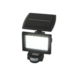 Schwarzer Westfalia Solar Wandstrahler 2in1 mit Bewegungsmelder für den Außenbereich.