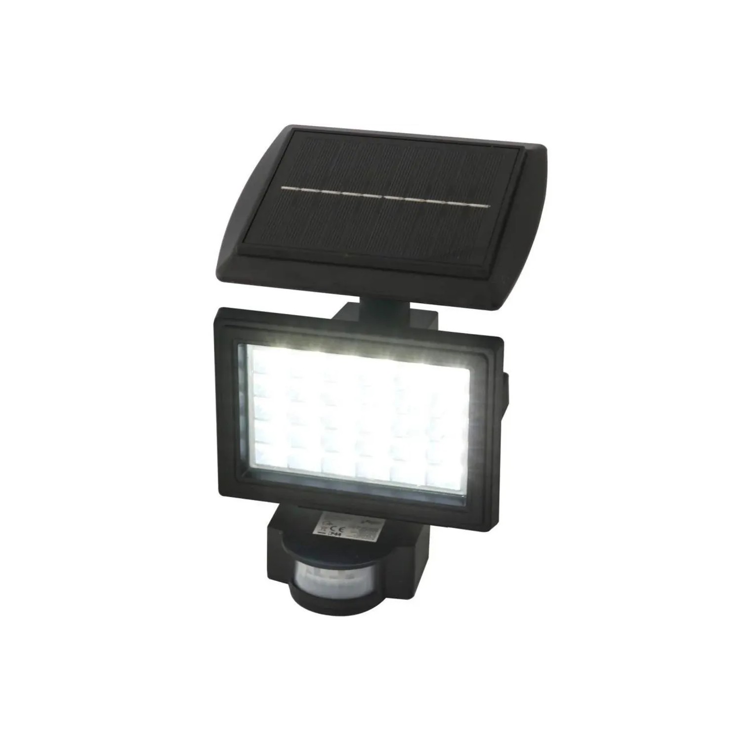Schwarzer Westfalia Solar Wandstrahler 2in1 mit Bewegungsmelder für den Außenbereich.