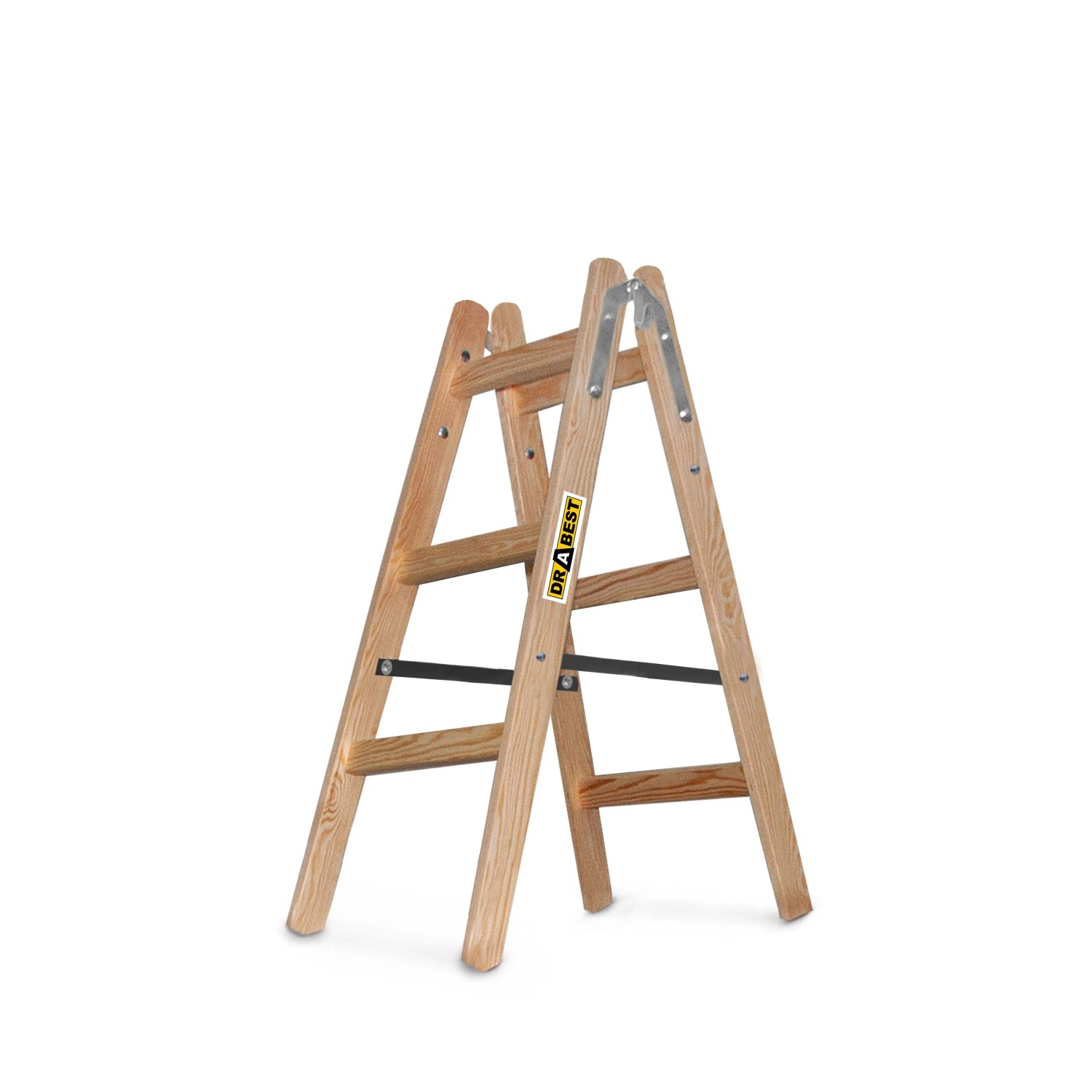 DRABEST Holz Malerleiter Beidseitig Begehbar 2x3 Stufen 150 KG