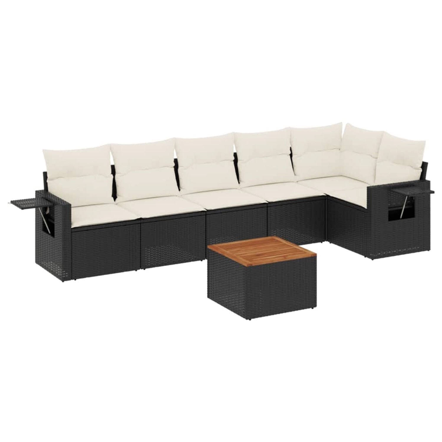 vidaXL 7-Tlg Garten-Sofagarnitur mit Kissen Schwarz Poly Rattan 3256903 günstig online kaufen