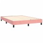 Rosa vidaXL Boxspringbett 140x190 cm mit Lattenrost und schwarzen Füßen.