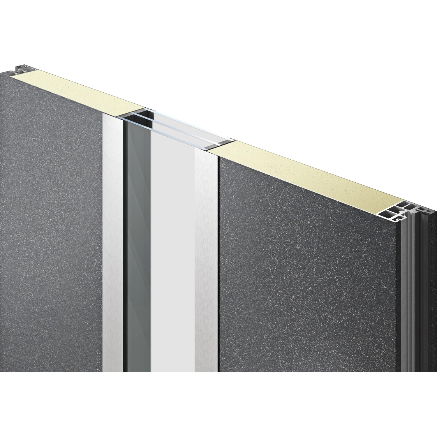 Detailansicht EcoStar Haustür Isopro IP 780S, anthrazitgraue Tür mit rechtem Anschlag im Querschnitt.
