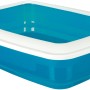Offene, blau-weiße Jollypaw Katzentoilette mit Rand, 50x38x11cm.