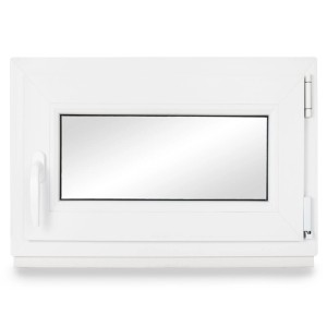 Weißes Dreh-Kipp Kellerfenster aus Kunststoff, 80x75 cm, 3-fach Verglasung.