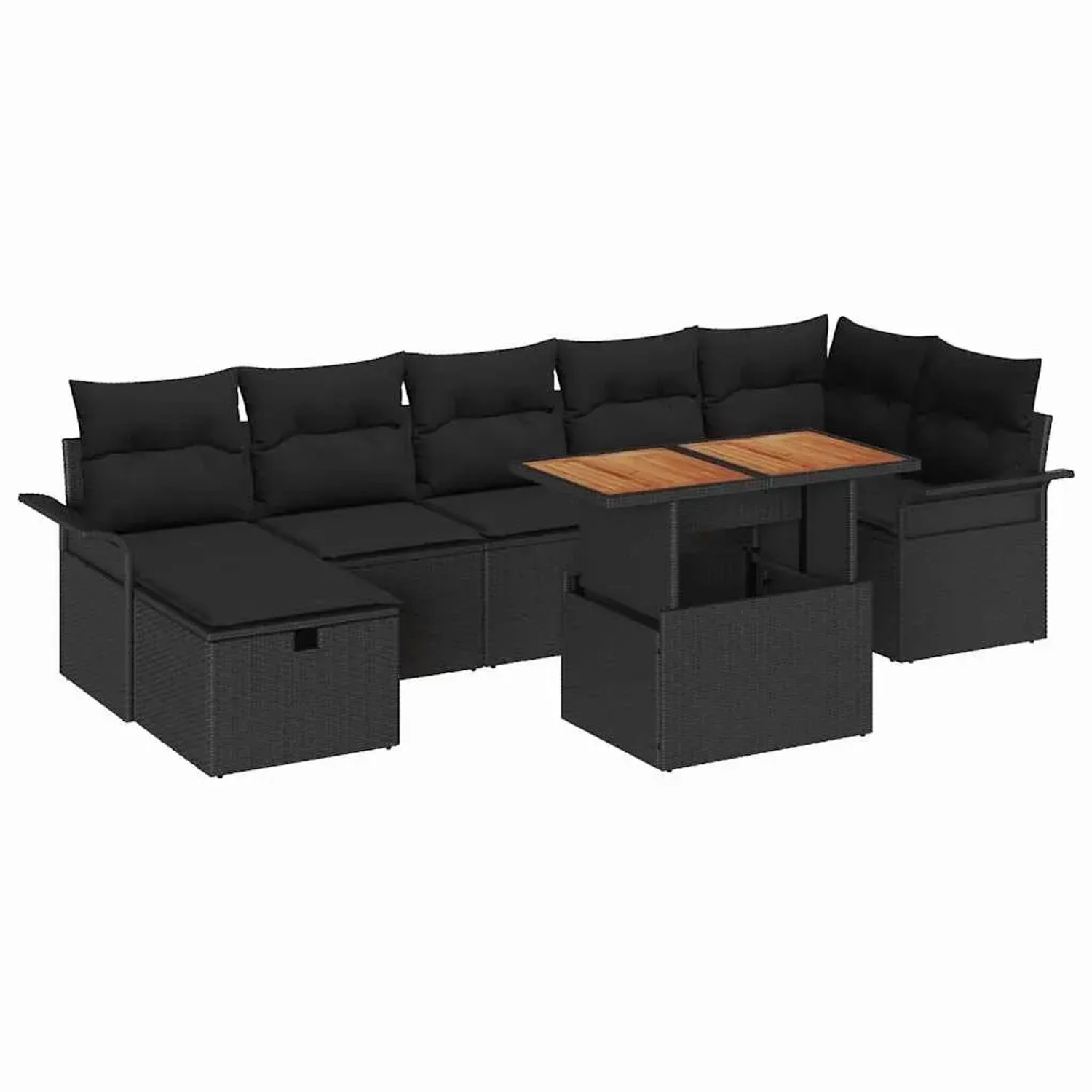 vidaXL Garten-Sofa-Set mit Kissen 8-Tlg Schwarz Poly Rattan 3359922 günstig online kaufen
