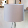 Runder grauer Stoff-Lampenschirm Orion Lightstyle, Ø 40 cm, H 30 cm, für E27-Leuchten.