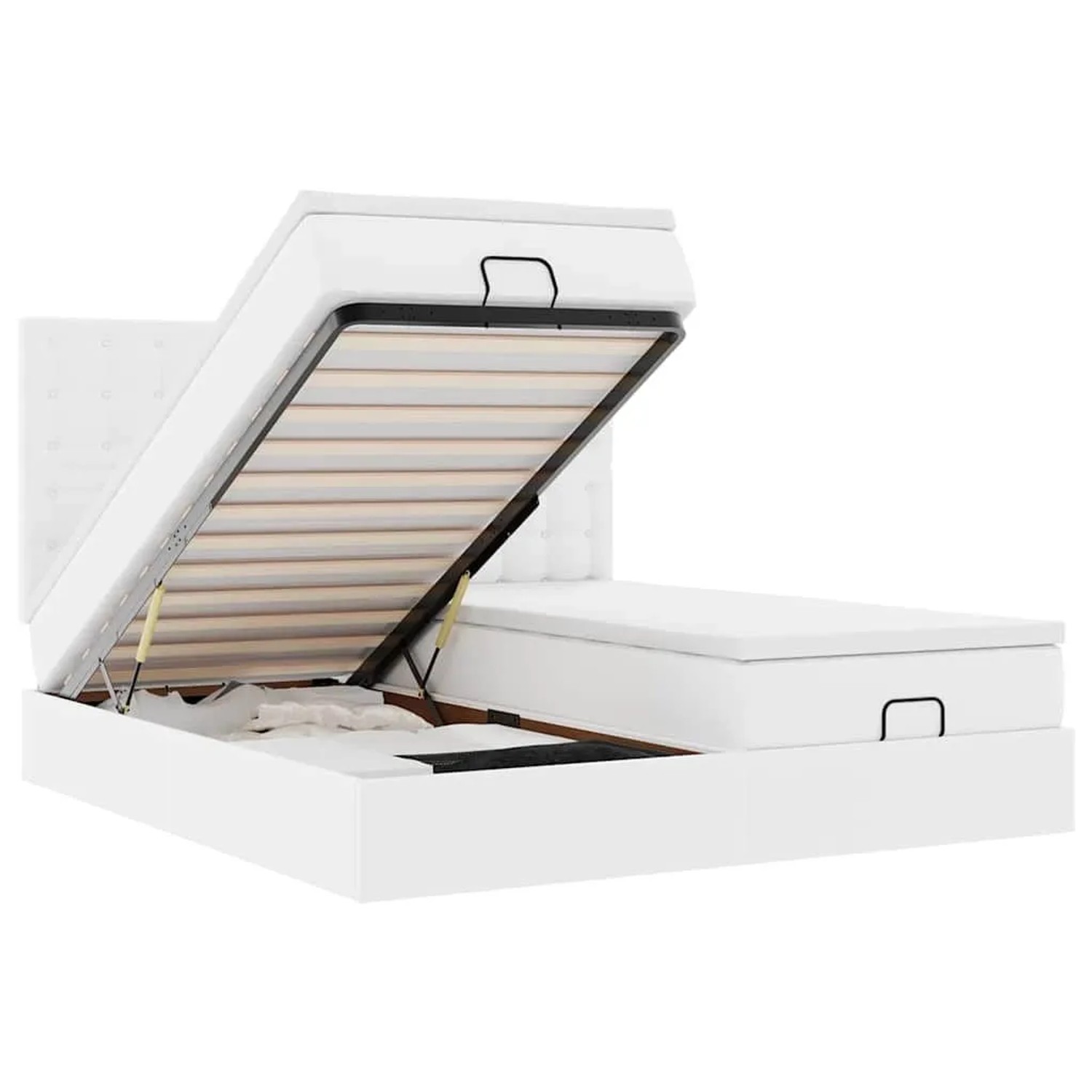 vidaXL Ottoman-Bett mit Matratzen & LEDs Reinweiß 200x200cm Kunstleder 3314509