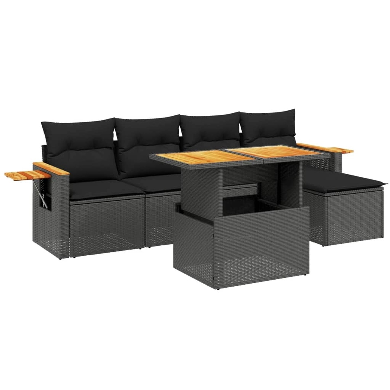 vidaXL 6-Tlg Garten-Sofagarnitur mit Kissen Schwarz Poly Rattan 3273491 günstig online kaufen