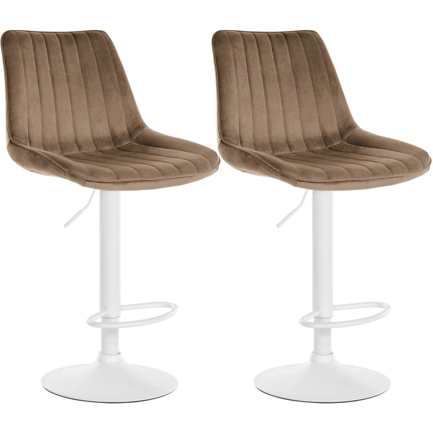 DELUKE Barhocker 2er Set RIO Braun Samt Weiß Barstuhl Mit Lehne Tresenhocker Tresenstuhl