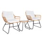 Svita Amalfi Rattan Balkonset: Zwei Polyrattan-Stühle mit weißen Polstern und runder Tisch. Gartenlounge in Natur.