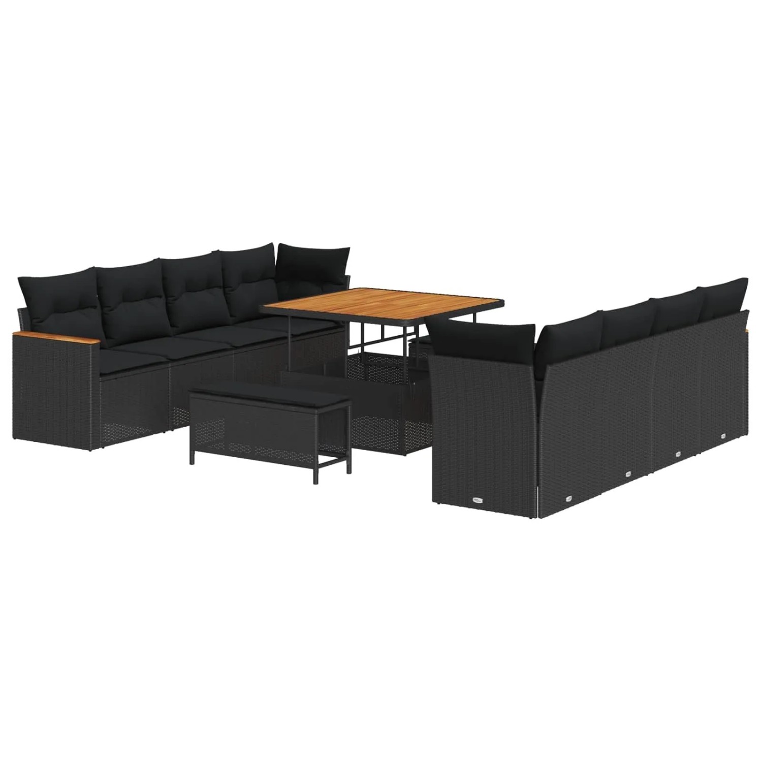 vidaXL Gartensofa-set mit Kissen 11-Tlg Schwarz Poly-Rattan 3364974 günstig online kaufen