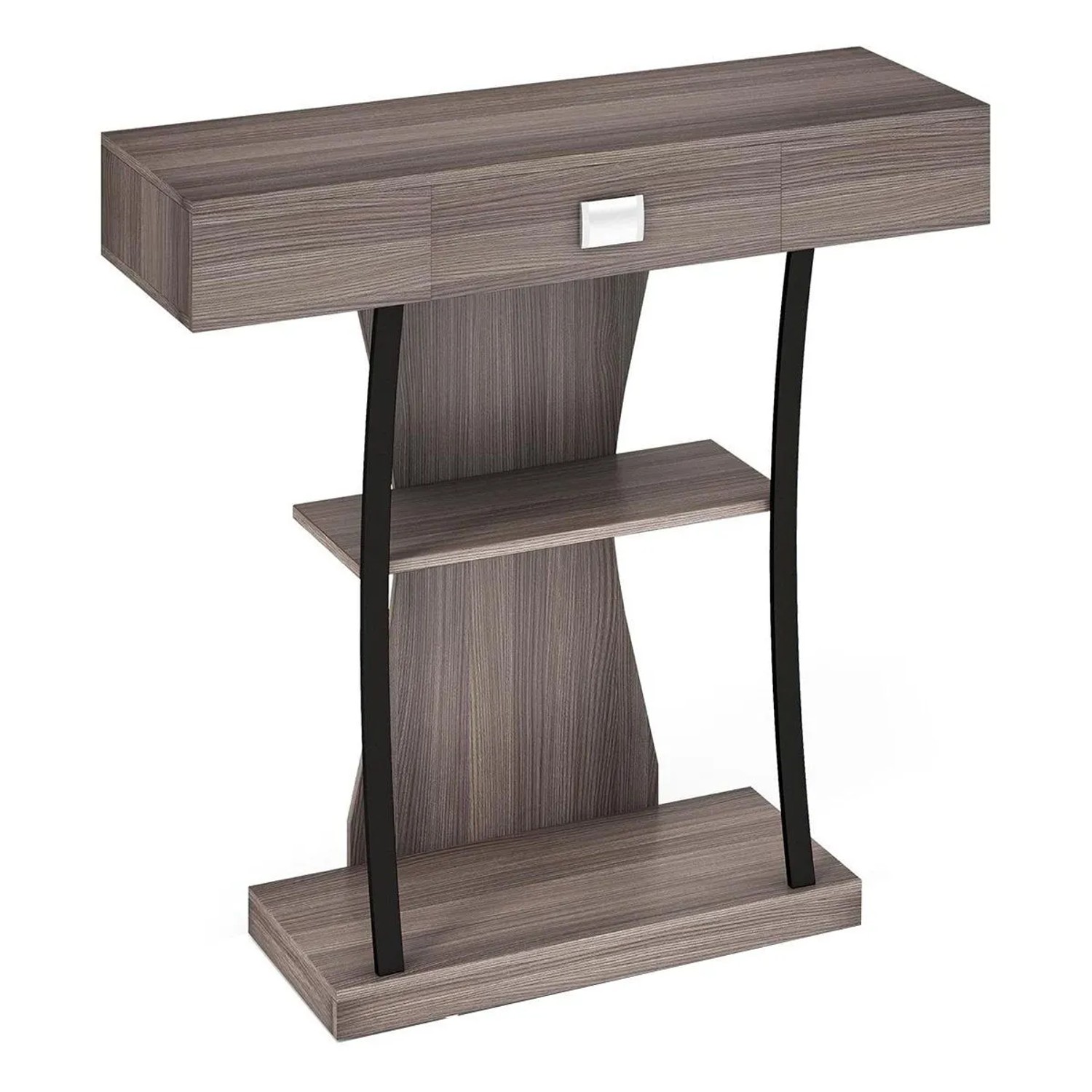 Costway Konsolentisch Holz mit Schubladen mit Kippschutz Grau
