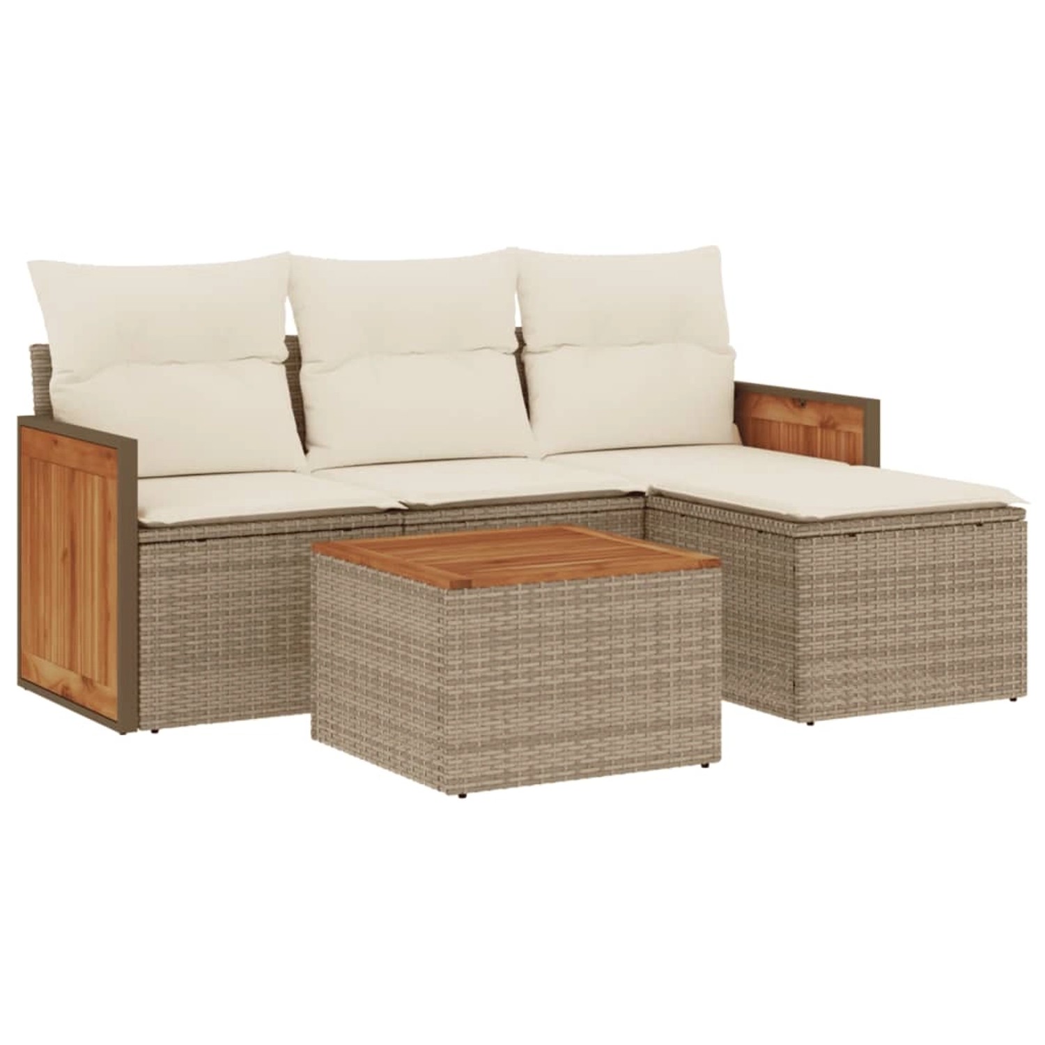 vidaXL 5-Tlg Garten-Sofagarnitur mit Kissen Beige Poly Rattan 3259993 günstig online kaufen