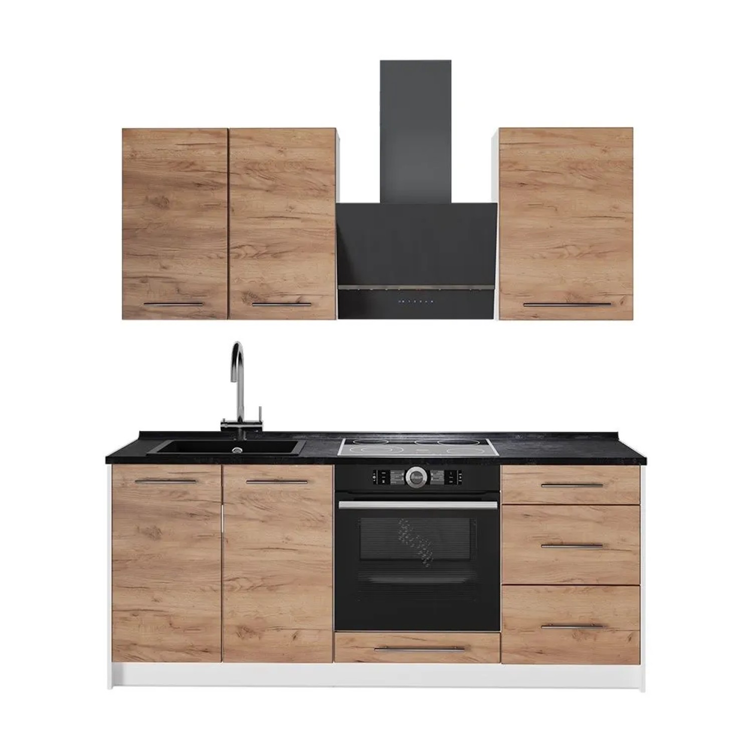 Vicco Singleküche Fame-Line Goldkraft Eiche/Weiß 190 x 82 ohne Arbeitsplatte Art Nr 62977