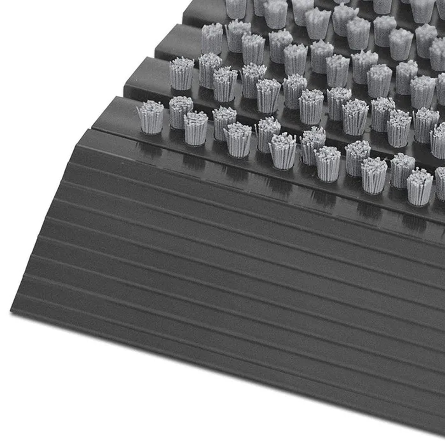 Graue Karat Fußmatte Power Brush 40x60 cm mit Bürsten für Innen- und Außenbereich.