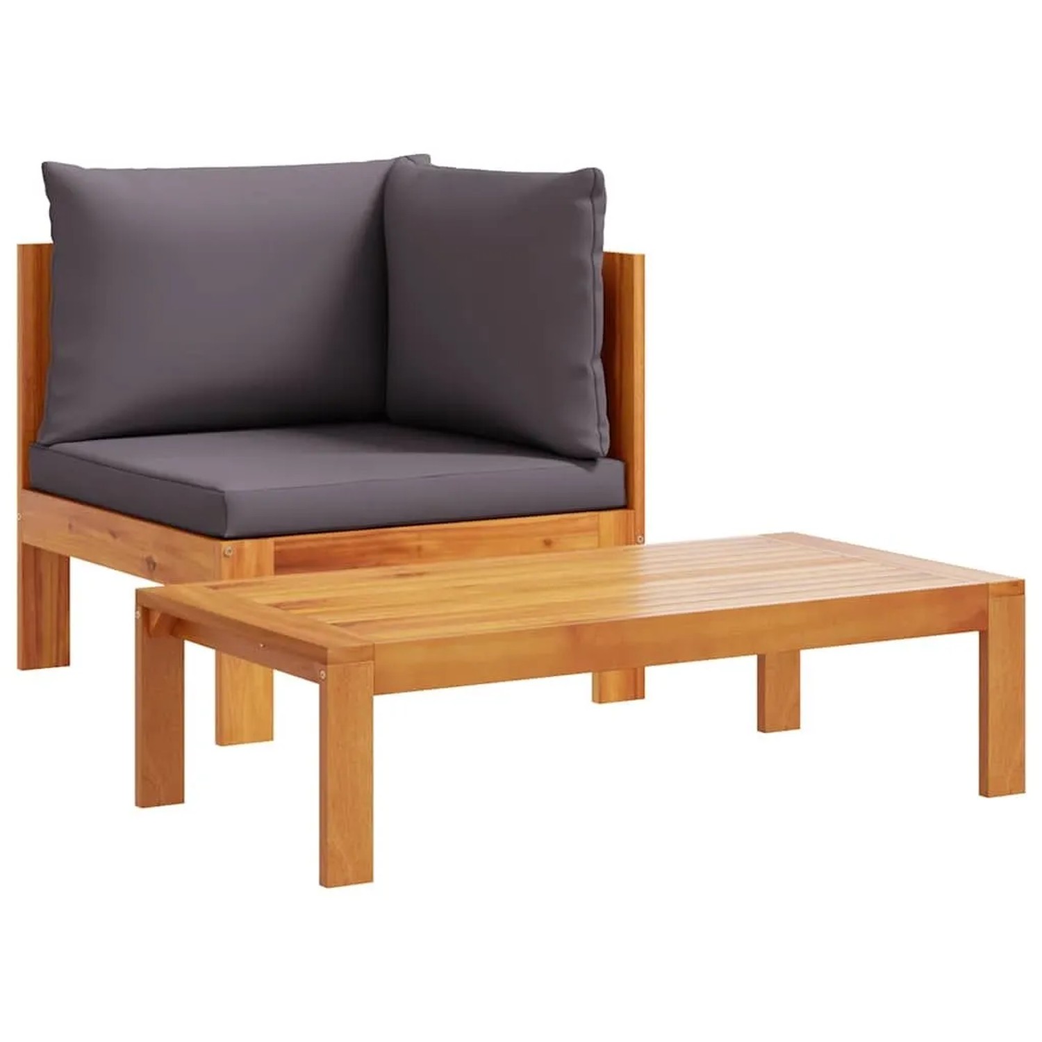vidaXL 2 Tlg Garten-Sofa-Set mit Kissen Massivholz Akazie 367632