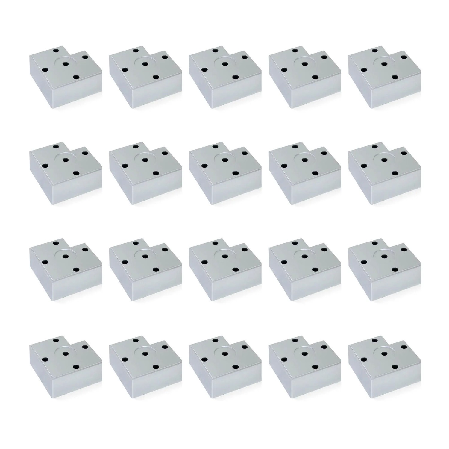 Emuca Lot von 20 Möbelfüße Alumix 7 Höhe 30mm Kunststoff Silbergrau