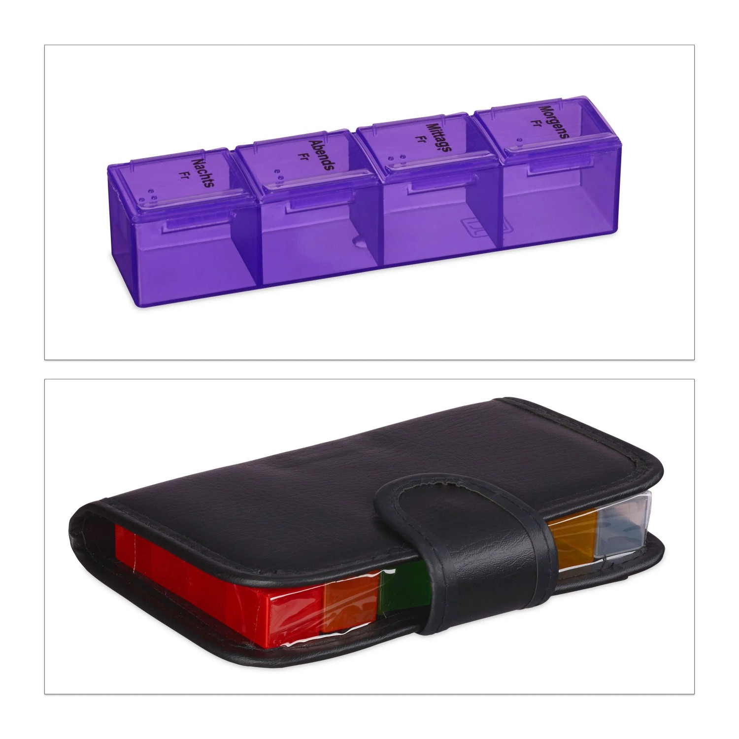 Relaxdays Tablettenbox Etui Kunststoff Schwarz 7 Tage 19,5 cm x 13,5 cm x 3,5 cm 180 g