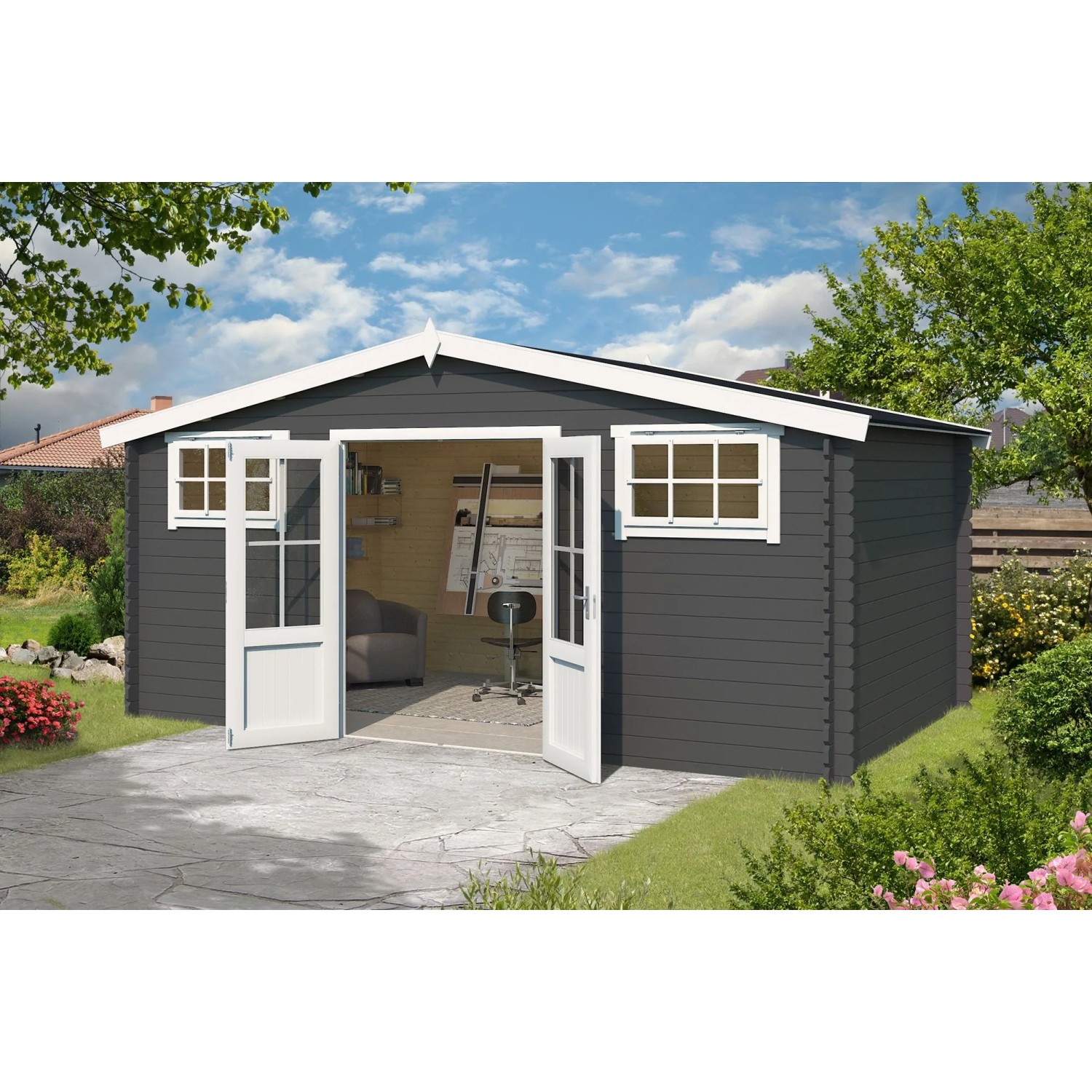 Lasita Gartenhaus Washington 480 cm x 376 cm Carbongrau