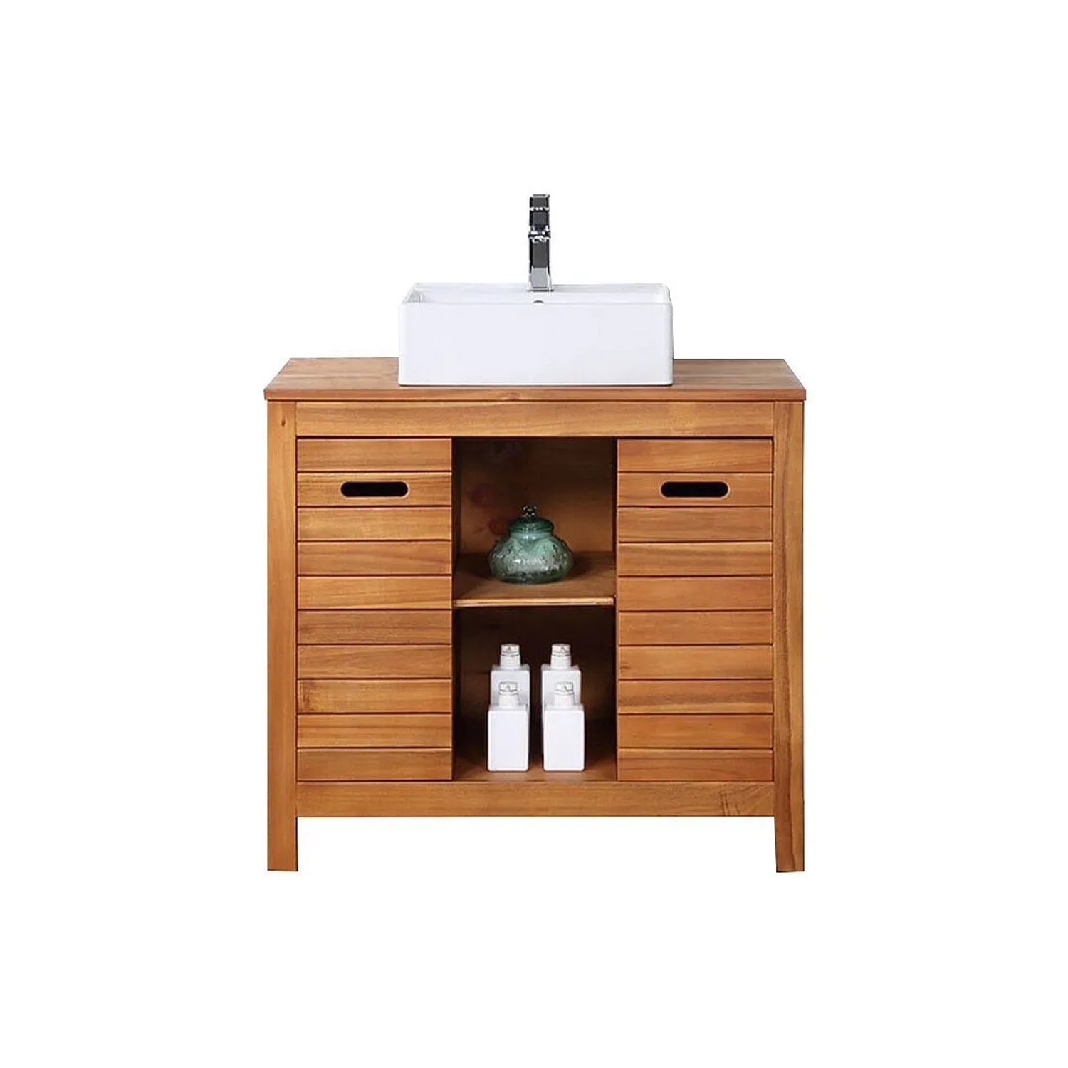 Vente-unique Einzelwaschtisch Pulukan Naturfarben Dunkel 90 cm