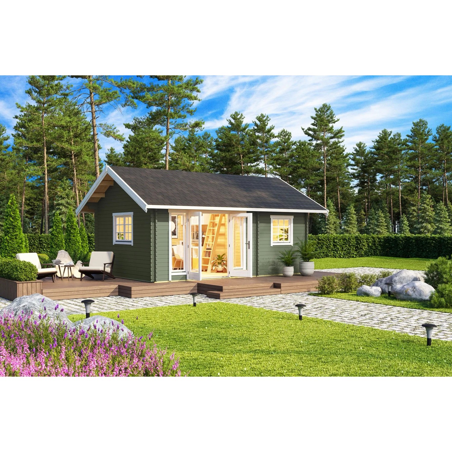 Lasita Gartenhaus Caroline 2.1 Grau-Grün 575 cm x 390 cm