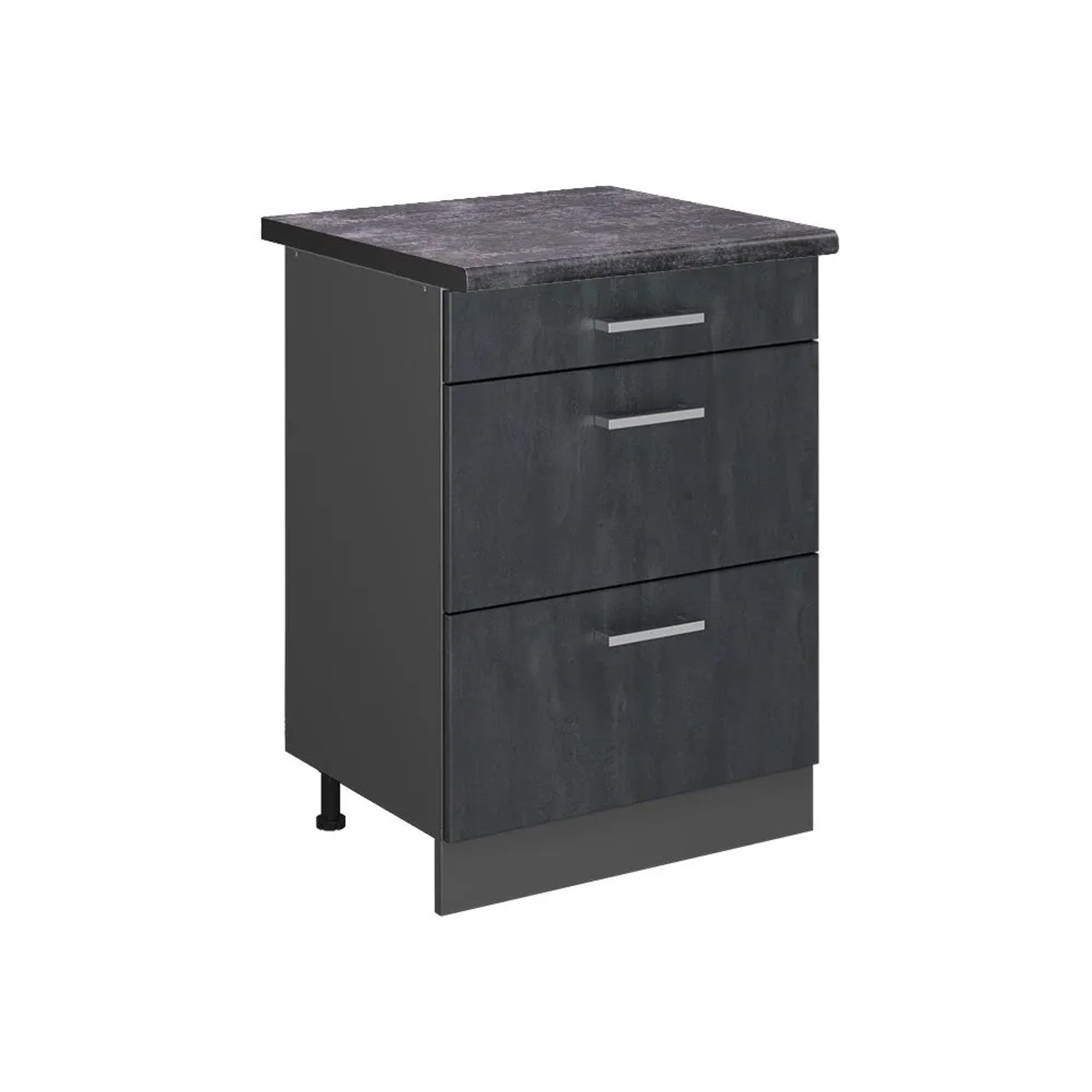 Vicco Küchenunterschrank R-Line Schubladenschrank für die Küche Schwarz Beton 60 cm AP Anthrazit mit Anthrazit Korpus