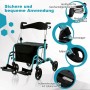 Costway Rollator Faltbar und Leicht mit Sitz 2-In-1 Rollstuhl Blau_4