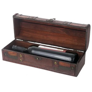 HMF VWB-PRT-QF-01 Vintage Deko Geschenkbox mit Deckel aus Holz für 1 Flasche Wein Querformat Portugal