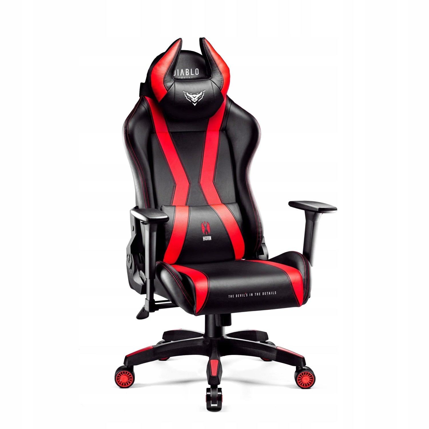 DIABLO CHAIRS Ergonomischer Gaming-Stuhl X-HORN Kunstleder Normal Size Schwarz-Rot