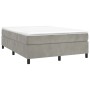 Hellgraues vidaXL Boxspringbett 140x200 cm mit Matratze und Samtbezug.