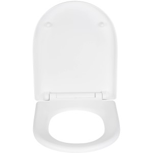 Weißer, matter Wenko WC-Sitz Exclusive Nr. 3 mit Absenkautomatik aus Duroplast, Draufsicht.