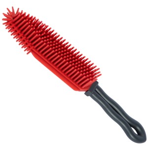 Vileda Pet Pro Tierhaarbürste mit roten Gummiborsten und grauem Griff zur Tierhaarentfernung.