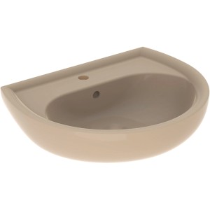 Geberit Renova Waschbecken, 60 cm, Bahamabeige, mit Hahnloch und Überlauf.