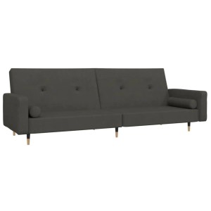 vidaXL Schlafsofa 2-Sitzer mit 2 Kissen Dunkelgrau Samt 375750