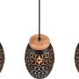 Reality Pendelleuchte Bidar, 3-flammig, schwarz-gold, mit Holzdetails. Moderne Hängelampe für Wohnräume.