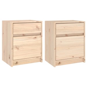 2er Set Nachttische aus Kiefer Massivholz, 40x31x50 cm, für Schlafzimmer.