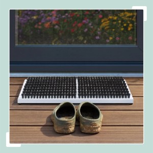 Relaxdays Schuhabstreifer Holz Grau Rutschfest 4,5 cm x 59 cm x 36 cm 1,8 kg